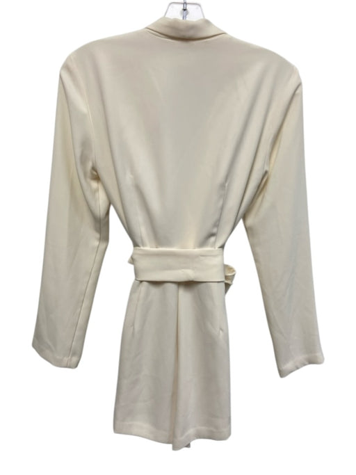 Amanda Uprichard Size S Cream White Polyester Long Sleeve V Neck Zipper Romper Cream White / S