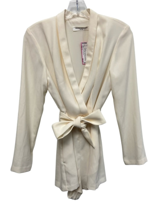 Amanda Uprichard Size S Cream White Polyester Long Sleeve V Neck Zipper Romper Cream White / S