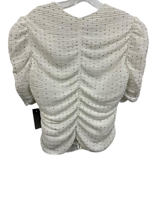 Frame Size M White & Black Polyester Micropleat Crinkle Polka Dot Top White & Black / M