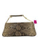 Tory Burch Beige & Gold Snake Embossed Leather Shimmer Magnetic Flap Bag Beige & Gold / S
