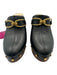 Veronica Beard Shoe Size 7M Black & Brown Leather Wood Sole Studded Clog Mules Black & Brown / 7M
