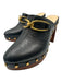 Veronica Beard Shoe Size 7M Black & Brown Leather Wood Sole Studded Clog Mules Black & Brown / 7M