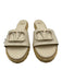 Valentino Garavani Shoe Size 37 White & Beige Leather Jute Logo Slides Sandals White & Beige / 37