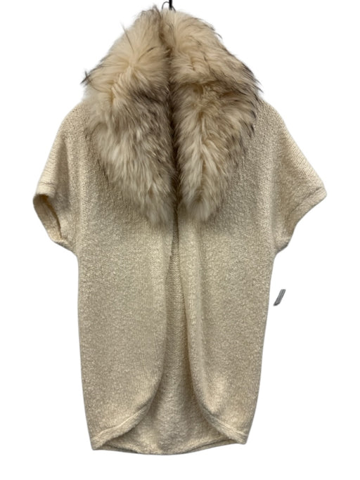 Alice + Olivia Size XS Beige & Brown Cotton & Angora Blend Raccoon Fur Cardigan Beige & Brown / XS