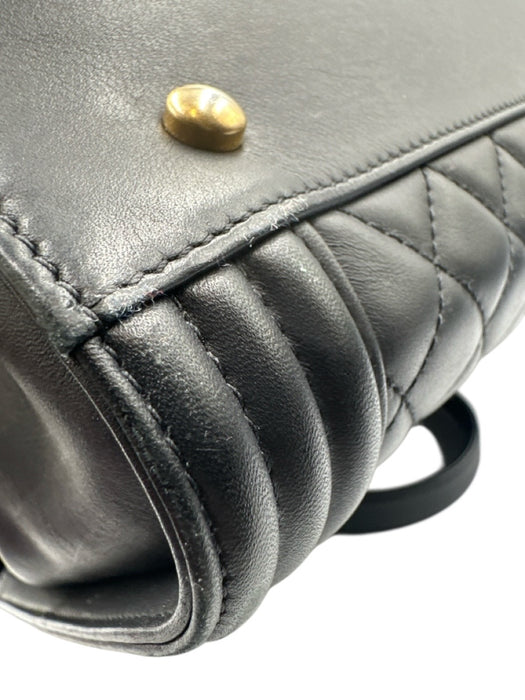 Chanel Black Leather Top Handle Quilted Tote Shopper Bag Black / Large