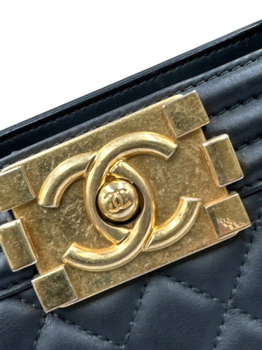 Chanel Black Leather Top Handle Quilted Tote Shopper Bag Black / Large