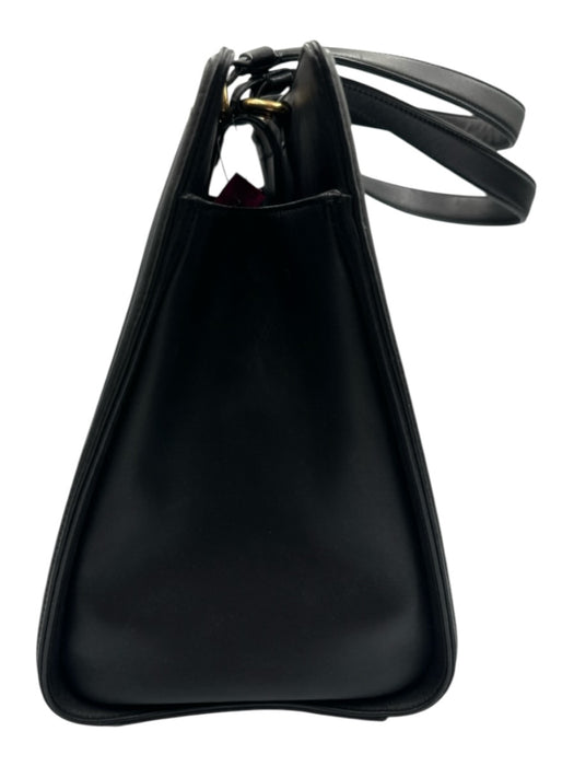 Chanel Black Leather Top Handle Quilted Tote Shopper Bag Black / Large