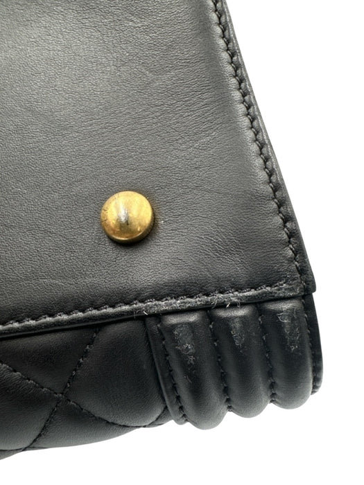 Chanel Black Leather Top Handle Quilted Tote Shopper Bag Black / Large