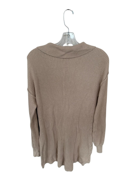 by Together Size S Tan Cotton Long Sleeve Knit Button Down Romper Tan / S