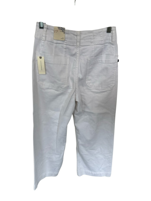 Pilcro Size 27 White Cotton Blend High Waist Wide Leg Pants White / 27