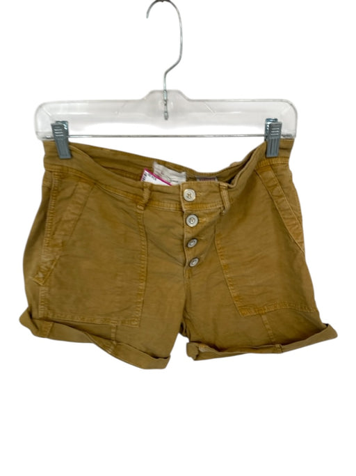 By Anthropologie Size 27 Tan Cotton Button Fly Cuffed Shorts Tan / 27