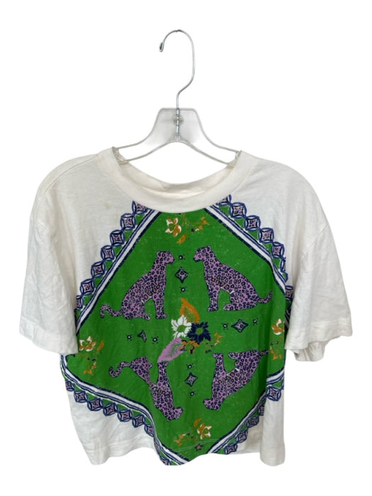 Maeve Size M Green & Purple Cotton Short Sleeve Cheetahs Top Green & Purple / M