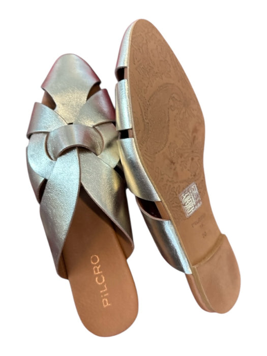 Pilcro Shoe Size 38 Gold Leather Metallic Woven Pointed Toe Mules Gold / 38
