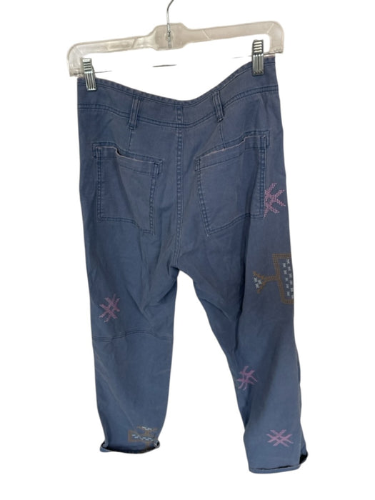 Pilcro Size 27 Blue & Peach Cotton Button Fly Cross Stitch Pants Blue & Peach / 27