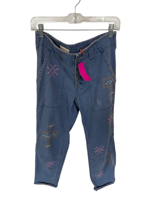 Pilcro Size 27 Blue & Peach Cotton Button Fly Cross Stitch Pants Blue & Peach / 27