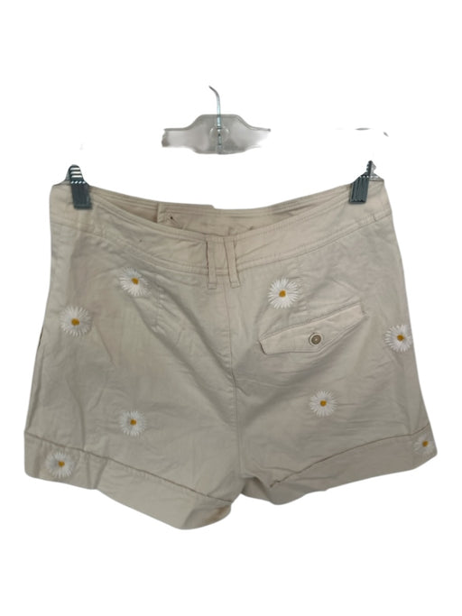 Maeve Size 6 khaki & yellow Cotton High Waist Embroidered Flowers Shorts khaki & yellow / 6