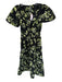 Anthropologie Size S Black & Green Cotton Short Sleeve Flowers Maxi Dress Black & Green / S