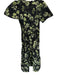 Anthropologie Size S Black & Green Cotton Short Sleeve Flowers Maxi Dress Black & Green / S