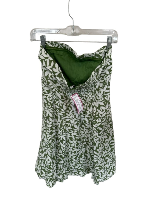 Abercrombie & Fitch Size S Green & White Linen Blend Strapless Flowers Dress Green & White / S