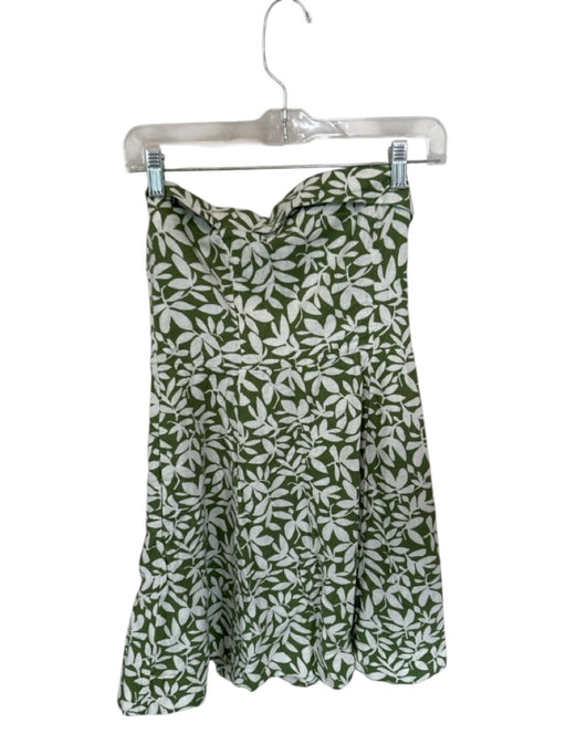 Abercrombie & Fitch Size S Green & White Linen Blend Strapless Flowers Dress Green & White / S