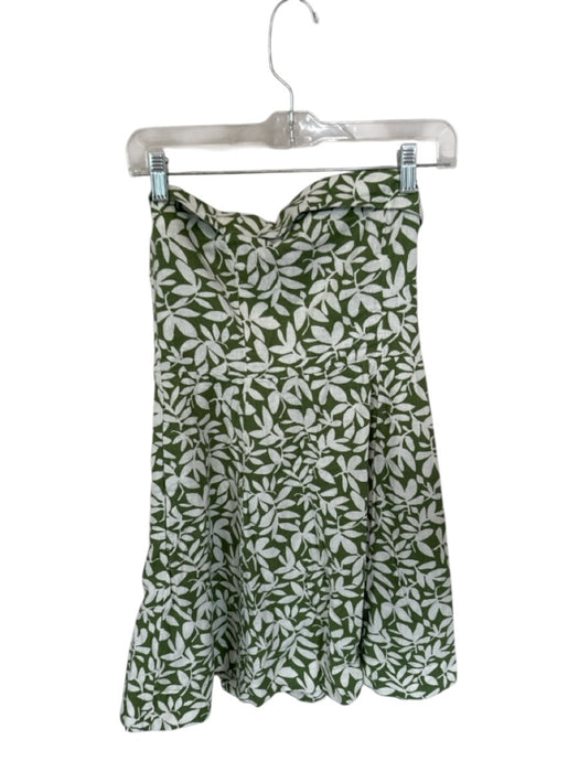Abercrombie & Fitch Size S Green & White Linen Blend Strapless Flowers Dress Green & White / S