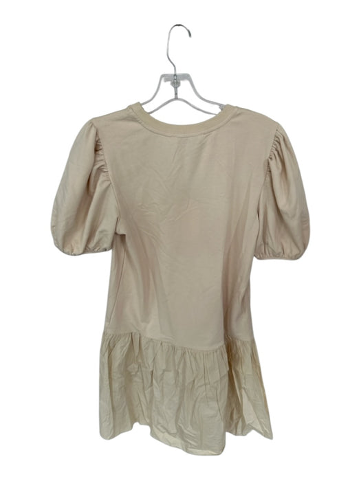 English Factory Size S Tan Cotton Blend Short Balloon Sleeve Dress Tan / S