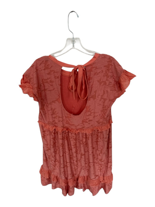 Anthropologie Size XS Peach Polyester Blend Flutter Sleeves Textured Dress Peach / XS