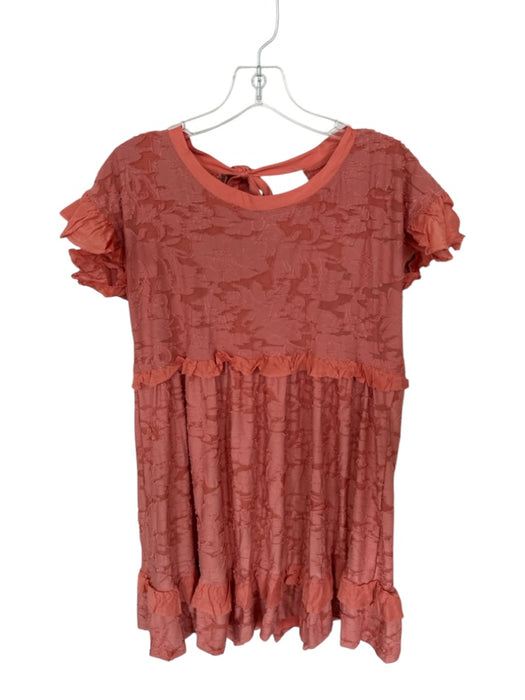 Anthropologie Size XS Peach Polyester Blend Flutter Sleeves Textured Dress Peach / XS