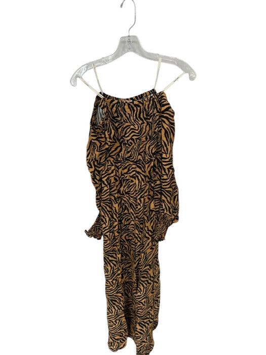 Kachel Size 4 Tan & black Viscose Long Balloon Sleeve Animal Print Jumper Tan & black / 4