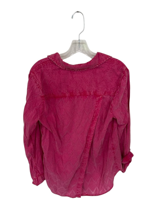 Maeve Size S Magenta Cotton Long Sleeve Textured Button Down Top Magenta / S