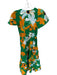 Maeve Size XS Green & Orange Cotton Short Sleeve Flowers Elastic Waist Dress Green & Orange / XS