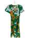 Maeve Size XS Green & Orange Cotton Short Sleeve Flowers Elastic Waist Dress Green & Orange / XS