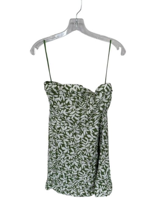 Abercrombie & Fitch Size M Green & White Linen Blend Strapless Flowers Dress Green & White / M