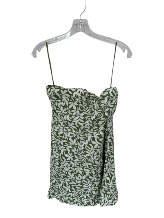 Abercrombie & Fitch Size M Green & White Linen Blend Strapless Flowers Dress Green & White / M
