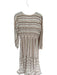 Amadi Size S Taupe & White Rayon Blend Long Sleeve Striped Metallic Thread Dress Taupe & White / S