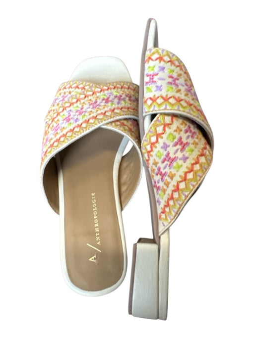 By Anthropologie Shoe Size 37 Cream & Orange Leather Square Toe Sandals Cream & Orange / 37