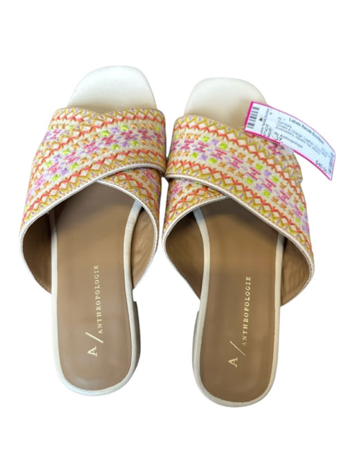 By Anthropologie Shoe Size 37 Cream & Orange Leather Square Toe Sandals Cream & Orange / 37