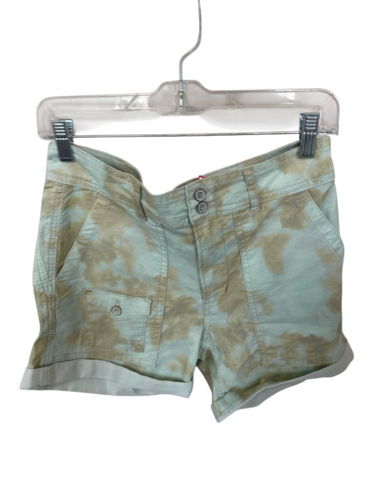 By Anthropologie Size 27 Mint & Brown Cotton Blend High Waist Tie Dye Shorts Mint & Brown / 27