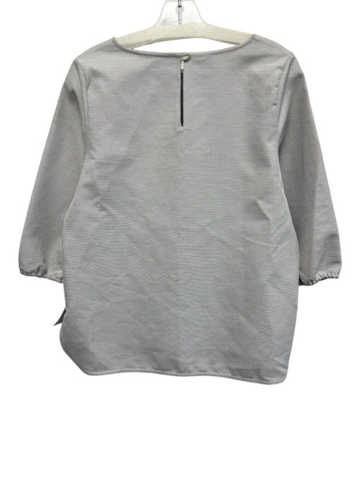 Ann Mashburn Size M White & Gray Cotton curved hem 3/4 Sleeve Top White & Gray / M