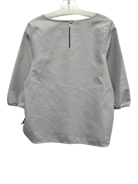 Ann Mashburn Size M White & Gray Cotton curved hem 3/4 Sleeve Top White & Gray / M