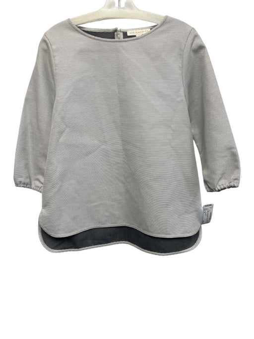 Ann Mashburn Size M White & Gray Cotton curved hem 3/4 Sleeve Top White & Gray / M