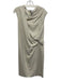 Helmut Lang Size 8 Cream Wool Blend Asymmetric Side Belt Knee length Dress Cream / 8