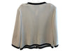 St John Caviar Size 12 White & Black Knit Round Neck Front Zip Trim Jacket White & Black / 12