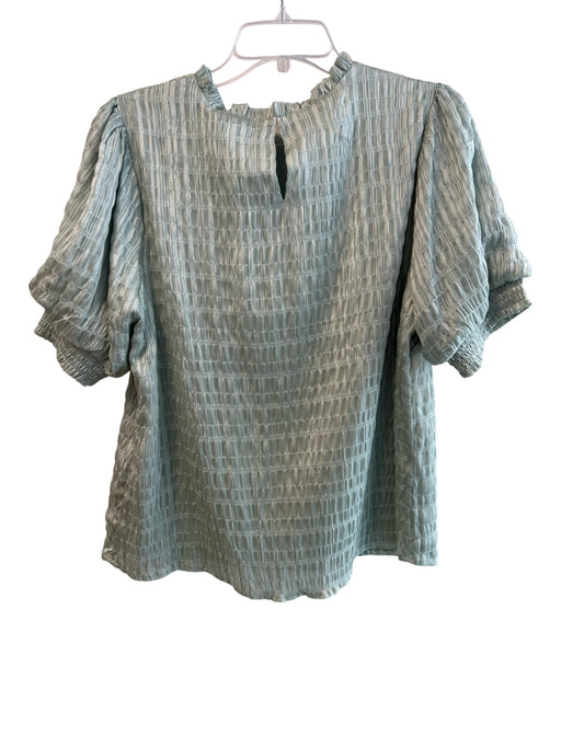 Greylin Size Large Green Polyester Blend Short Puff Sleeve Metallic Thread Top Green / Large