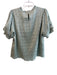 Greylin Size Large Green Polyester Blend Short Puff Sleeve Metallic Thread Top Green / Large