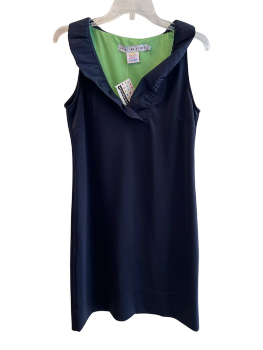 Gretchen Scott Size Medium Navy Polyester Sleeveless Ruffle V Neck A Line Dress Navy / Medium