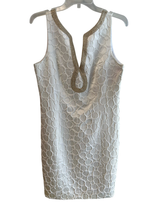 Lilly Pulitzer Size 10 White & Gold No Fabric Tag Sleeveless Back Zip Dress White & Gold / 10