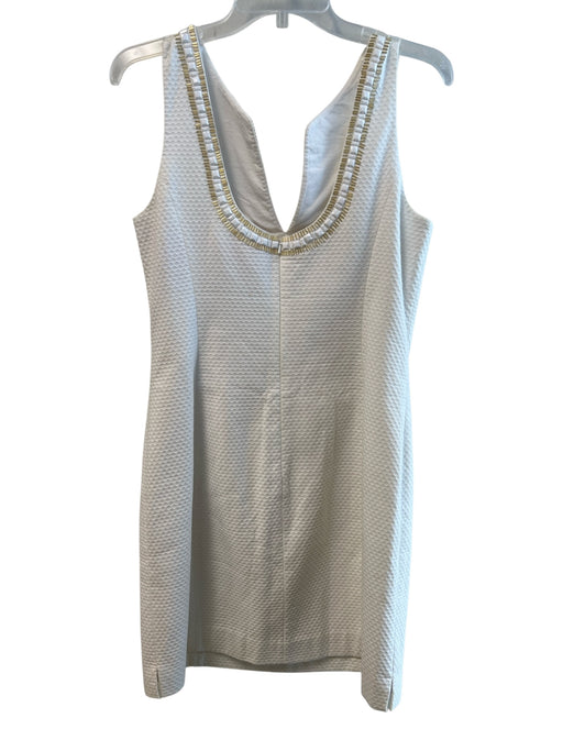 Lilly Pulitzer Size 12 White & Gold No Fabric Tag Sleeveless Back Zip Dress White & Gold / 12