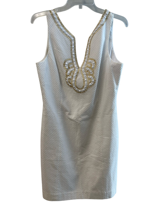 Lilly Pulitzer Size 12 White & Gold No Fabric Tag Sleeveless Back Zip Dress White & Gold / 12