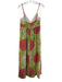 Trina Turk Size 10 Green & Pink Silk Floral V Neck Back Zip Dress Green & Pink / 10